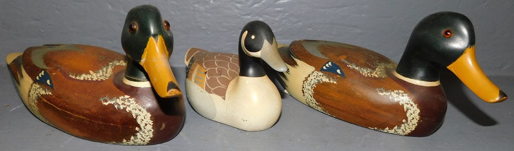 Two Hand Painted Wood Carved Ducks & Ceramic Duck (1 of 4)
