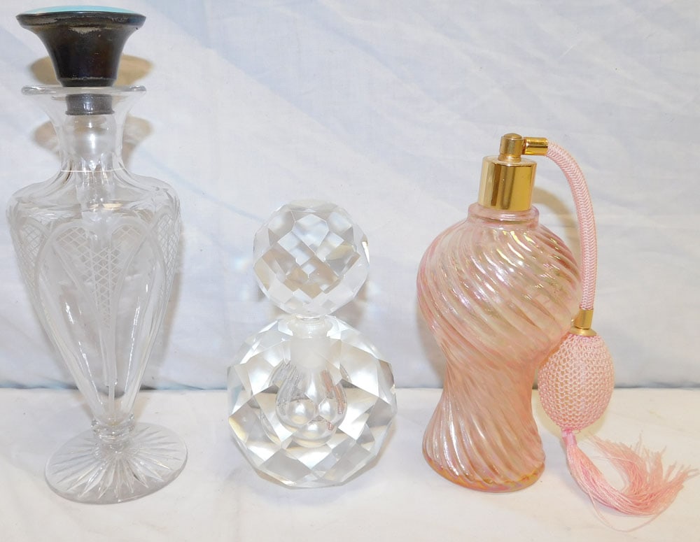 Three Scent Bottles (1 With Sterling Top) (1 of 4)
