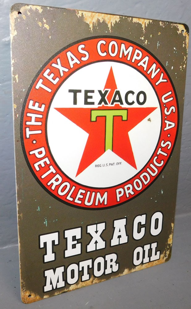 Painted Metal Sign " Texaco Oil Co. " (1 of 2)