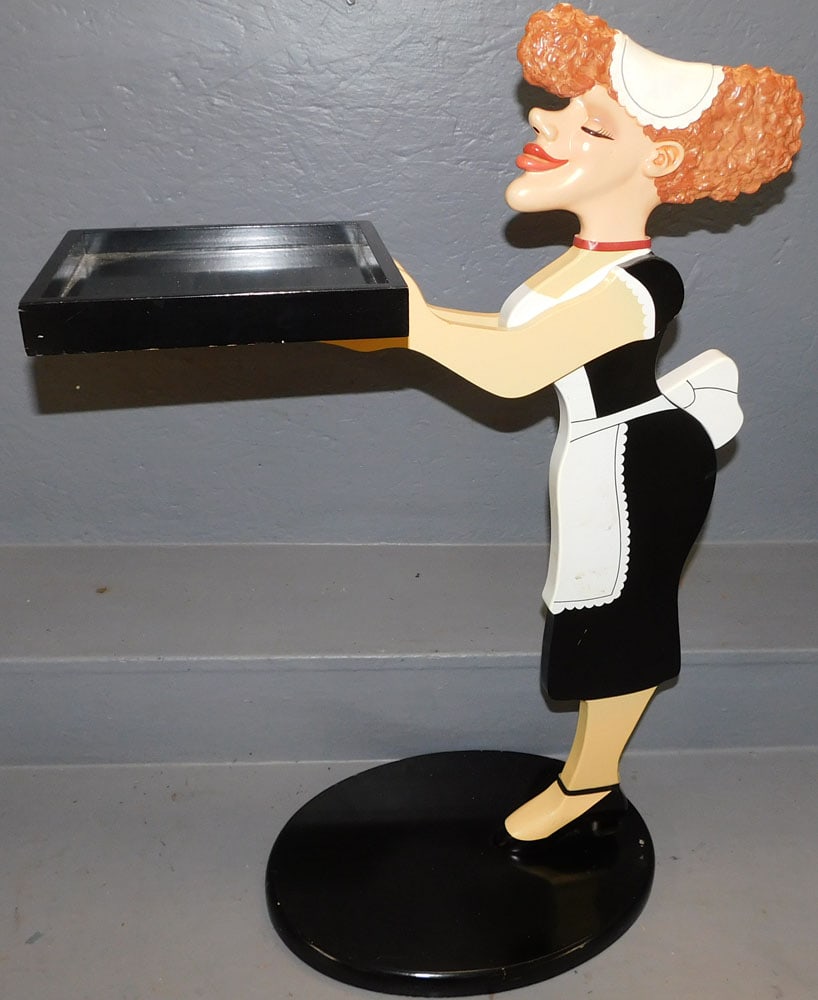 Painted Maid Stand By Bombay: Painted Maid Stand By Bombay . 32" H ALL DESCRIPTIONS AND ANY CONDITION STATEMENT GIVEN BY LANGSTON AUCTION GALLERY ARE STRICTLY OPINIONS AND LANGSTON'S SHALL HAVE NO RESPONSIBILITY FOR ERRORS OR OMIS