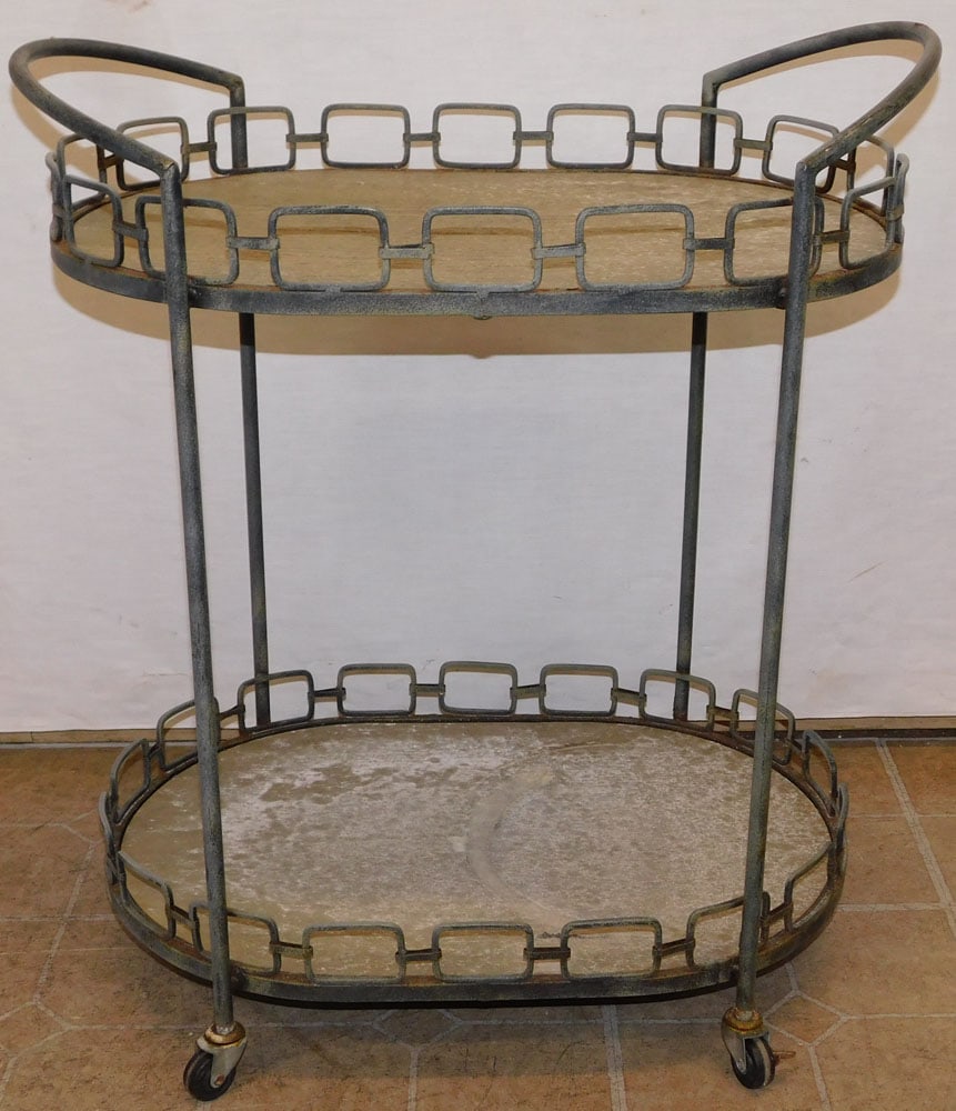 Painted Metal Two Tier Rolling Cart (1 of 3)