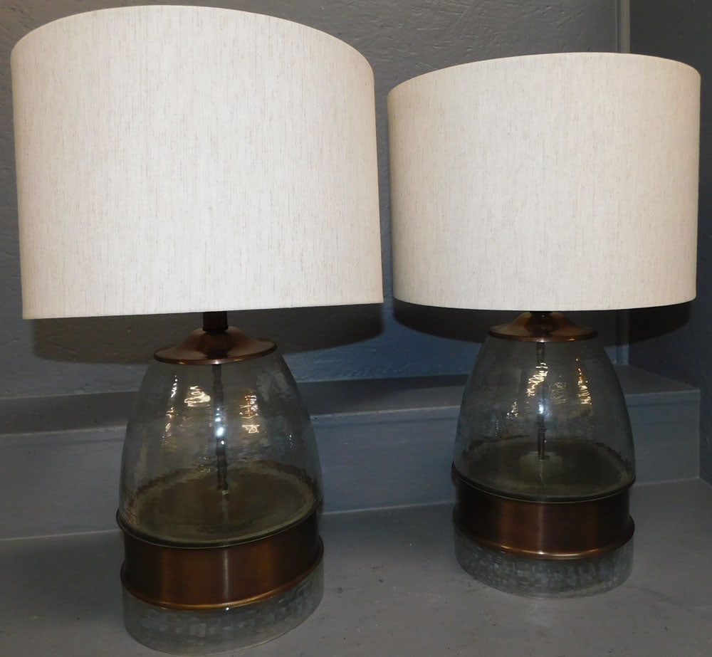 Pair Glass & Metal Decorator Lamps (1 of 5)