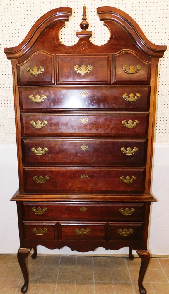 Cherry Two Part Queen Ann Style High Boy (1 of 7)