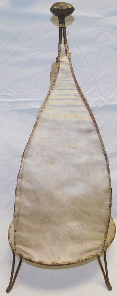 Wrought Iron & Hyde Lamp: Wrought Iron & Hyde Lamp. 26" H ALL DESCRIPTIONS AND ANY CONDITION STATEMENT GIVEN BY LANGSTON AUCTION GALLERY ARE STRICTLY OPINIONS AND LANGSTON'S SHALL HAVE NO RESPONSIBILITY FOR ERRORS OR OMISSIONS