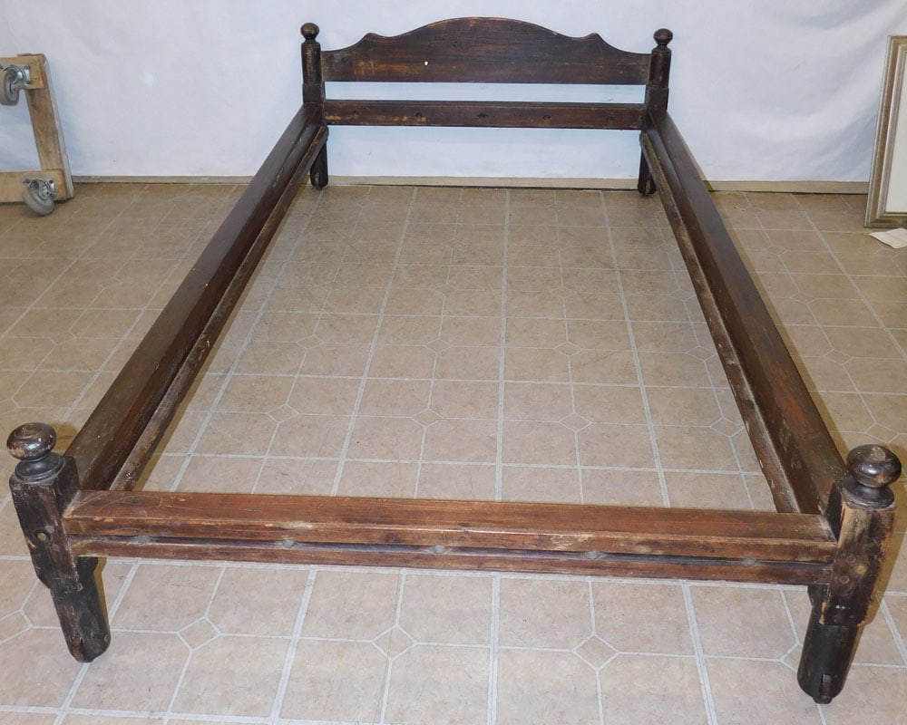 Antique Cherry Single Bed With Rails (1 of 3)