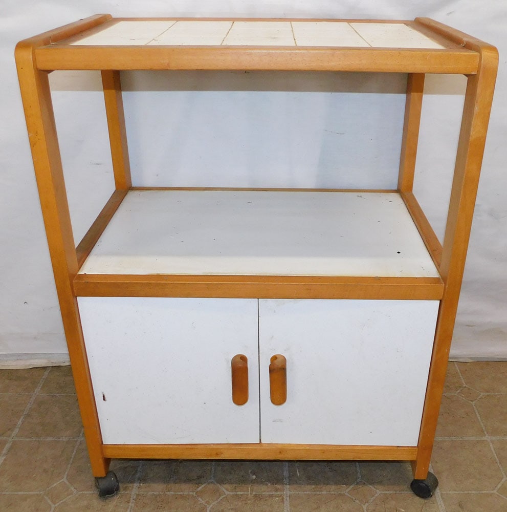 Rolling Maple Kitchen Island With Tile Top (1 of 4)