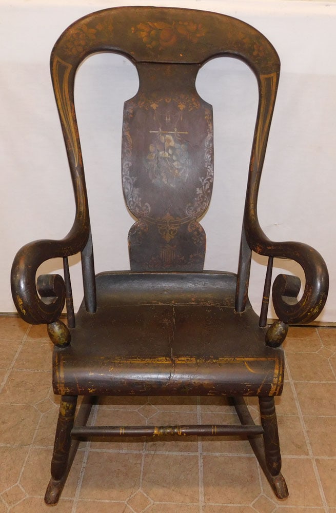 19th C Paint Decorated Boston Rocker (1 of 4)