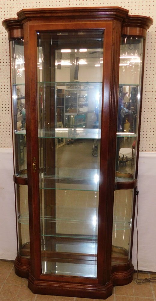 Cherry Lighted Curio Cabinet (1 of 6)