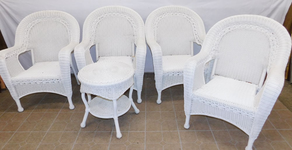 5 Pc Faux Wicker Chairs Table (1 of 5)