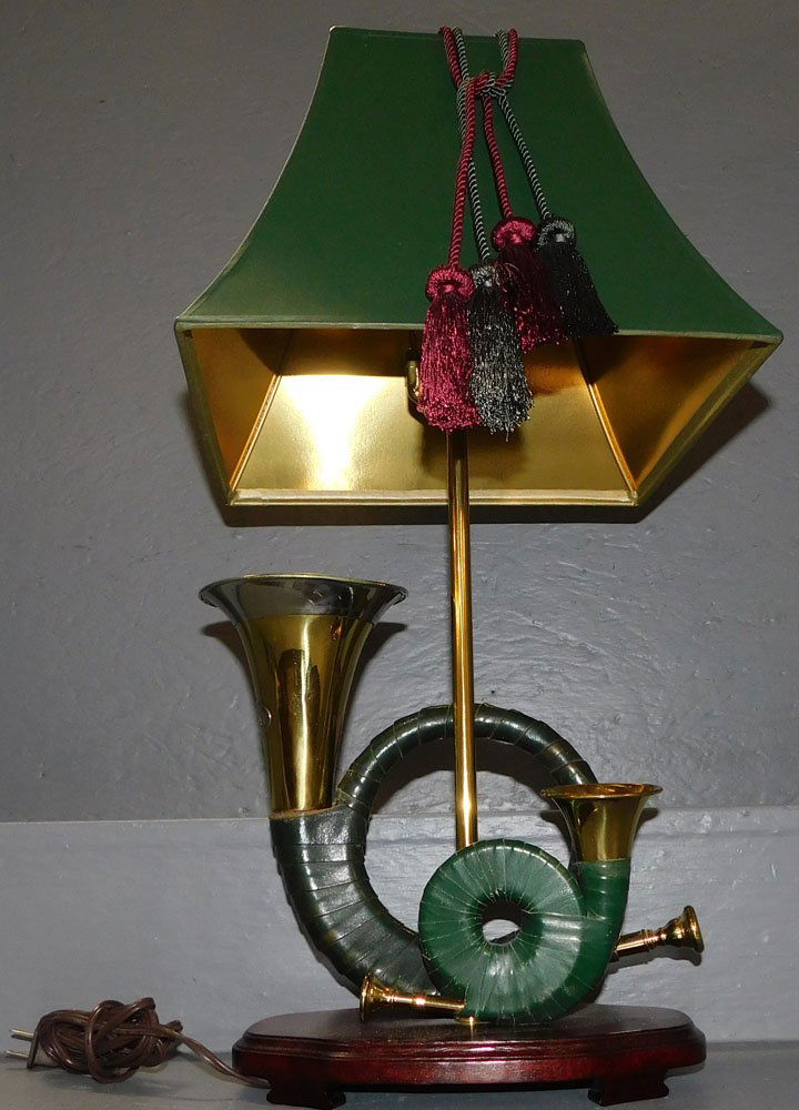 Brass and Leather Hunter's Horn Bugle lamp (1 of 3)