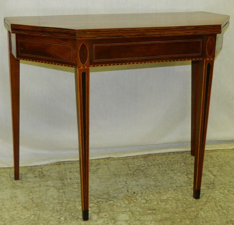 Hepplewhite mahogany inlaid game table.: Hepplewhite mahogany inlaid game table. Beautiful.