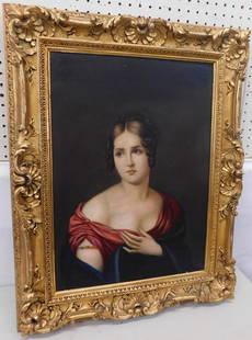 Oil On Board Portrait Of Victorian Lady In Ornate Gilt Frame: Oil On Board Portrait Of Victorian Lady In Ornate Gilt Frame. 23" x 30" ALL DESCRIPTIONS AND ANY CONDITION STATEMENT GIVEN BY LANGSTON AUCTION GALLERY ARE STRICTLY OPINIONS AND LANGSTON'S SHALL