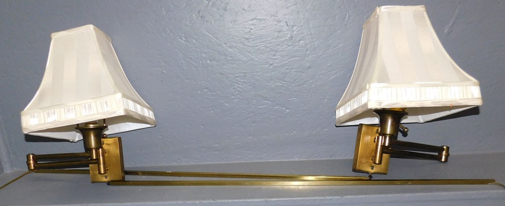 Pair Mid Century Modern Brass Wall Lamps (1 of 3)