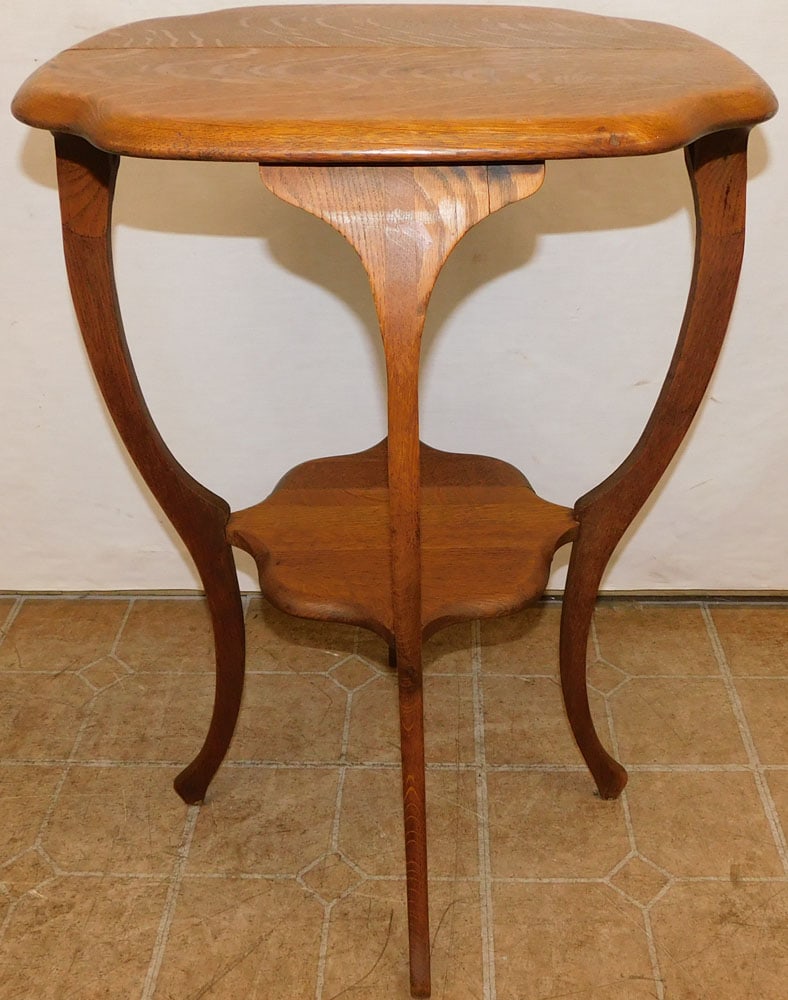 Antique Tiger Oak Two Tier Lamp Table (1 of 4)