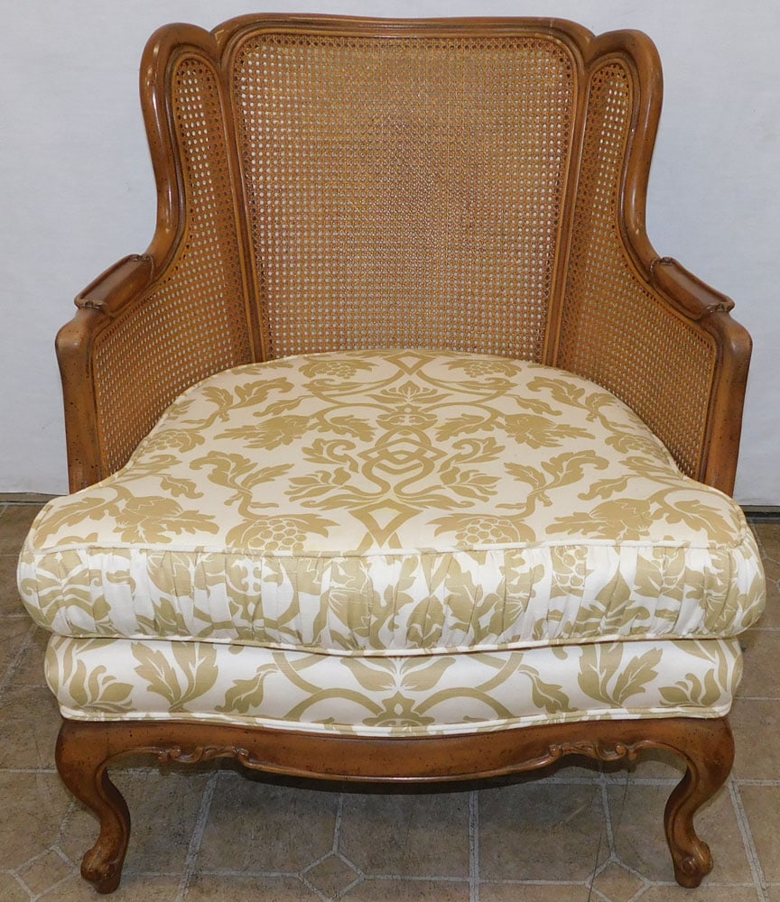 French Style Walnut Cane Back Arm Chair  (1 of 4)