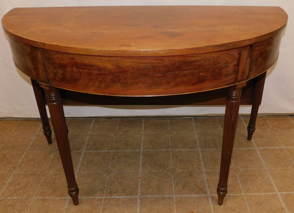 19th Century Mahogany Demilune Drop Leaf Console (1 of 6)