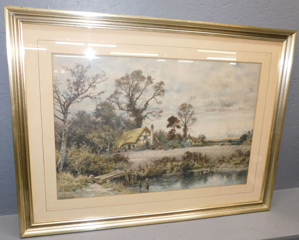 Framed Hand Colored Engraving " Gleam Before The Storm" By B. W. Leader 1901 (1 of 4)
