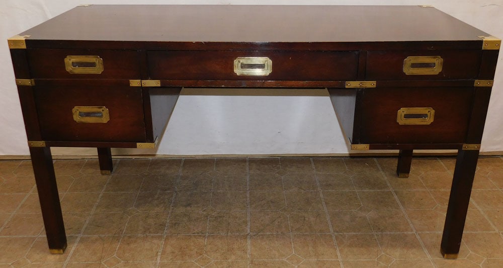 Mahogany Campaign Style Brass Bound Desk with Carrying Handles (1 of 5)
