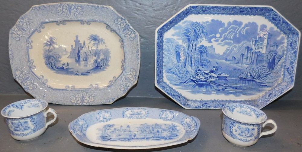 Lot 5 Antique Blue Transfer Porcelain Items (1 of 8)