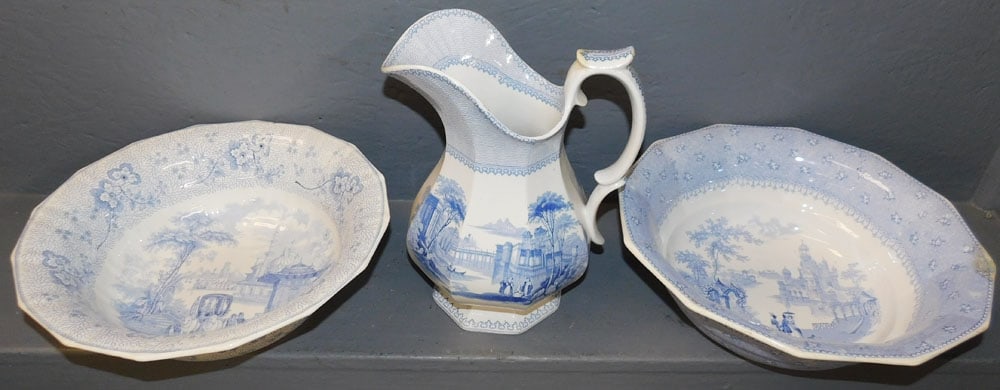 Two Blue Transfer Bowls & Pitcher (1 of 10)