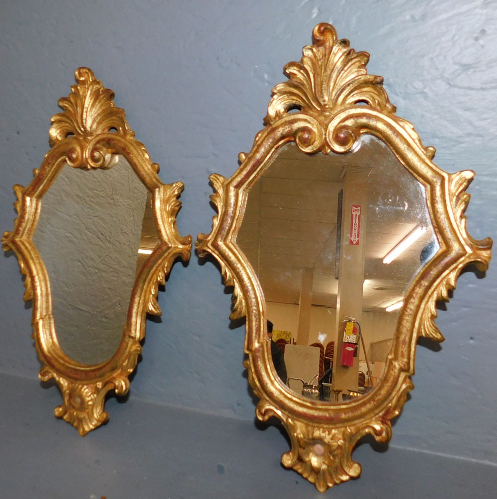 Pair Gilt Framed Shield Form Mirrors (1 of 2)