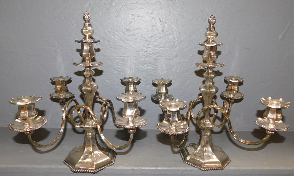 Pair Silver Plated Five Light Candelabras By Reed & Barton (1 of 3)