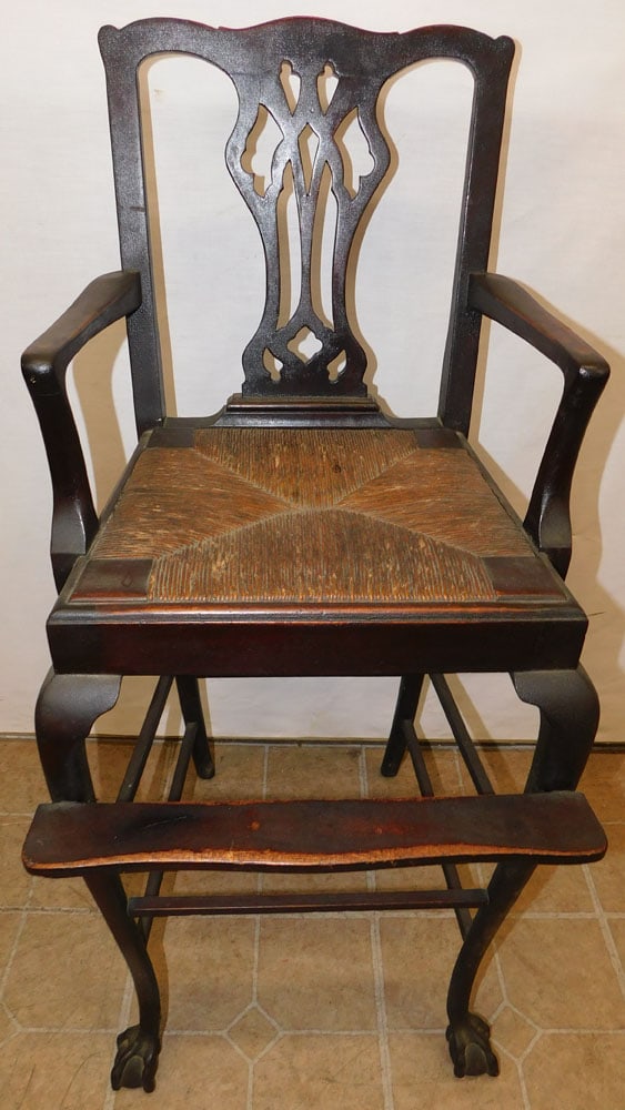 Antique Mahogany Chippendale Style High Chair With Claw Feet (1 of 5)