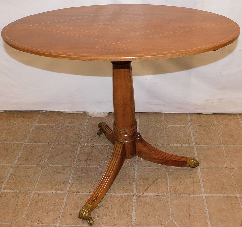 19th Century Mahogany Inlay Oval Tilt Top Candle Stand (1 of 4)