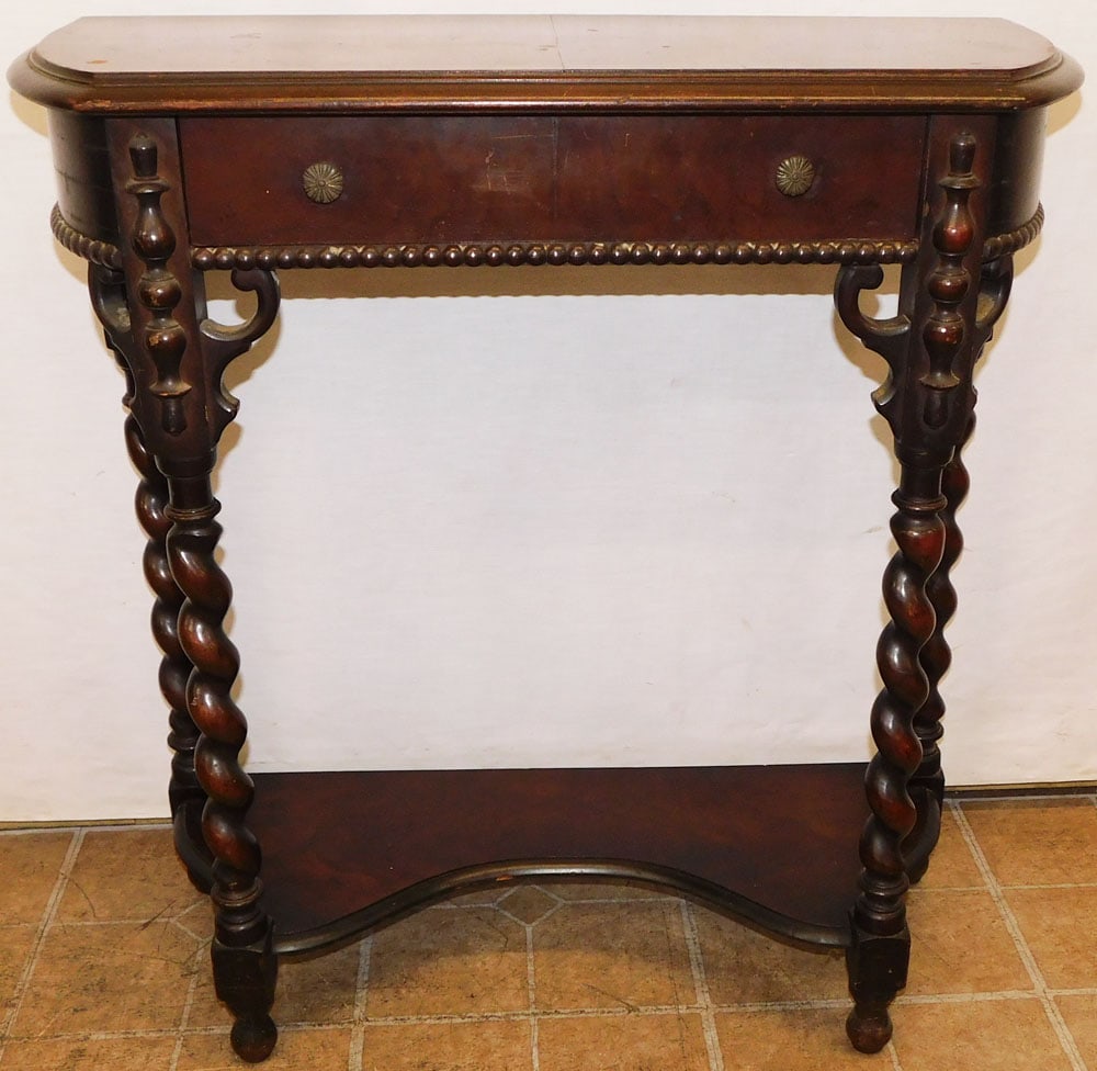 Antique Walnut One Drawer Barley Twist Console (1 of 4)