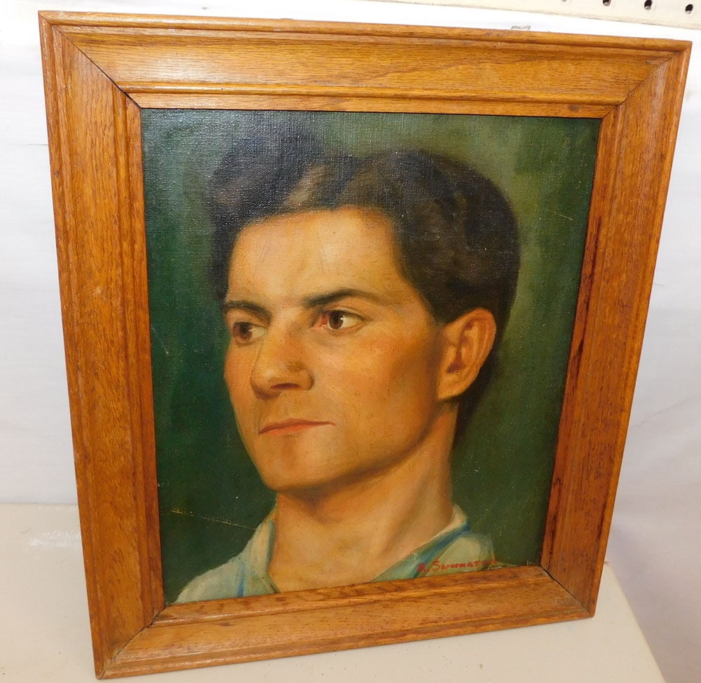 Oil On Board Portrait Of Man in Oak Frame Signed Anne Simington (1 of 4)