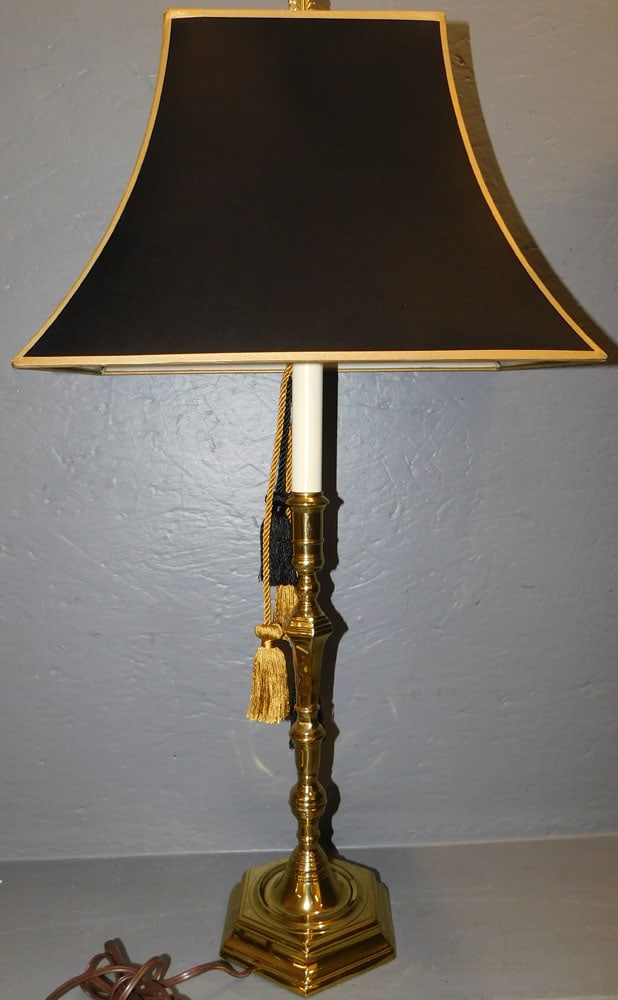 Virginia Metalcrafters Brass Candlestick Lamp (1 of 4)