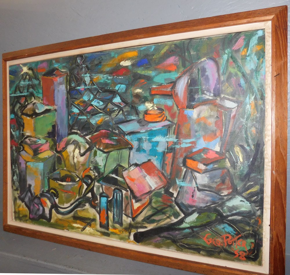 Mid Century Modern Framed Oil On Canvas  (1 of 3)