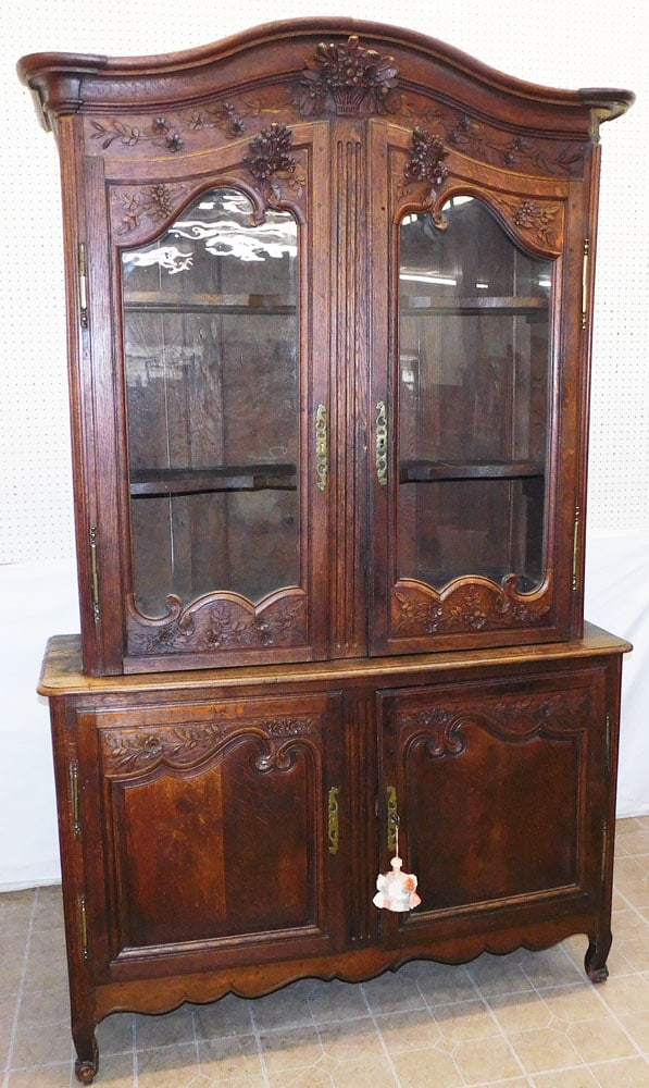 19th Century French Oak Carved Three Part Cupboard  (1 of 15)