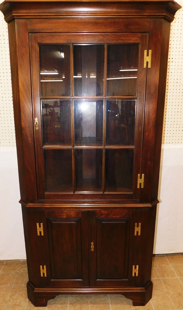Mahogany Nine Pane Glass Door Corner Cabinet By Henkel Harris (1 of 9)