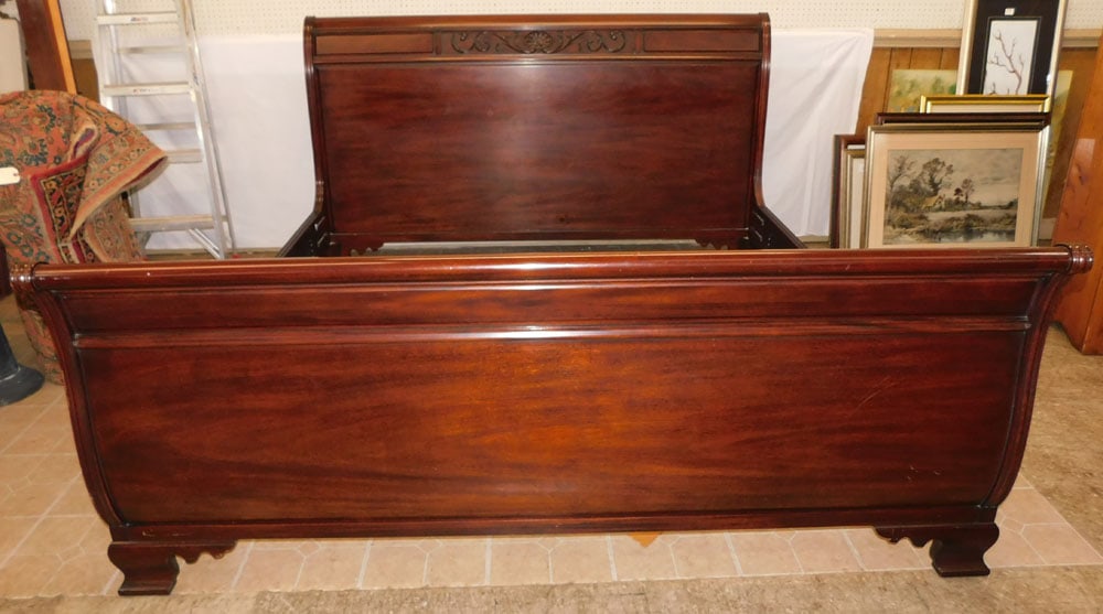 Mahogany King Size Sleigh Bed By Henkel Harris (1 of 6)