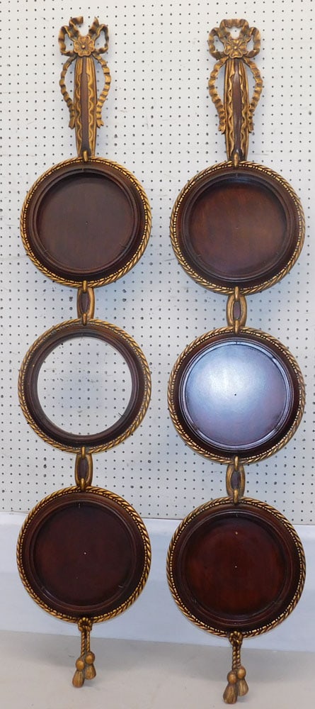 Pair of Carved Mahogany & Gilt Decorated Plate Wall Hangings (1 of 7)