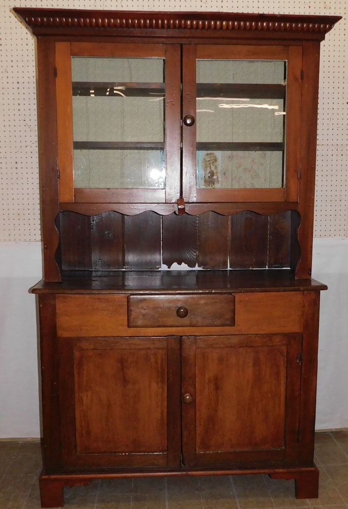19th Century Two Piece Cherry Step back Cupboard (1 of 5)