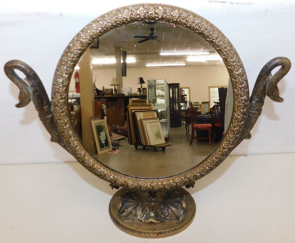 Swan Motif Brass Dressing Mirror by Bombay  (1 of 4)