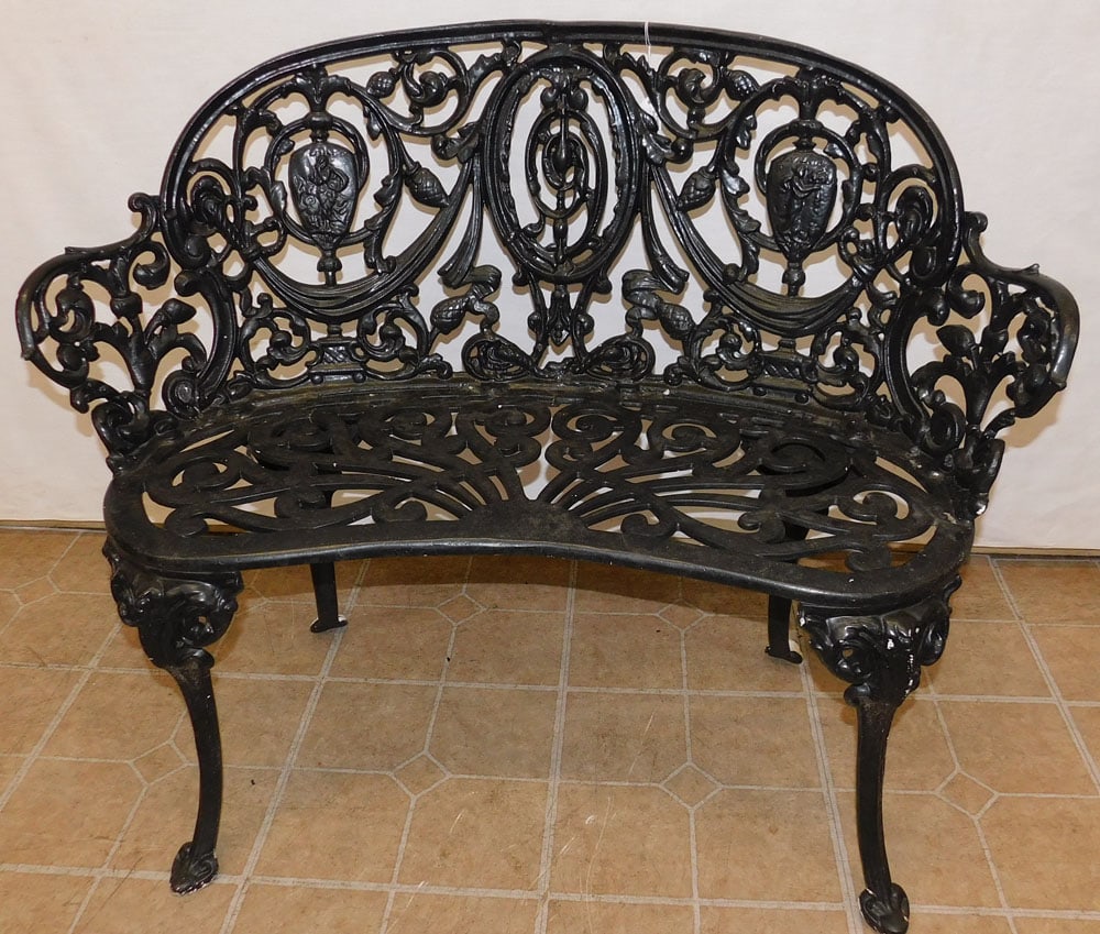 Painted Cast Aluminum Outdoor Bench  (1 of 4)