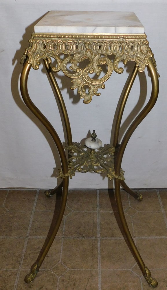 Painted Metal Marble Top Fern Stand  (1 of 5)