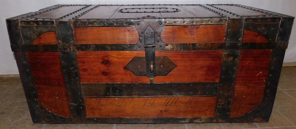 Antique Pine Metal Bound Box (1 of 6)
