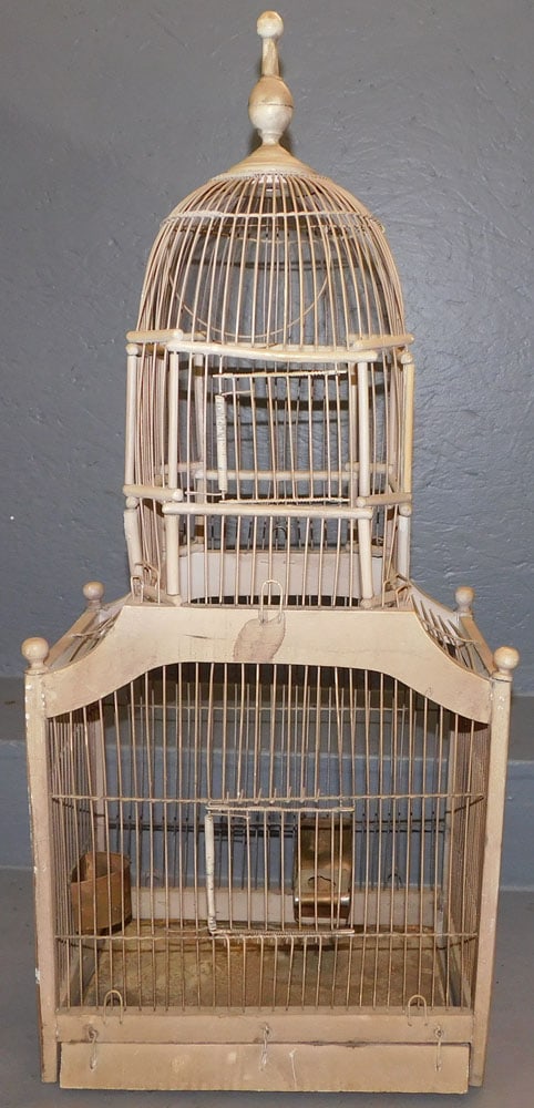 Painted Wood & Wire Bird Cage (1 of 3)