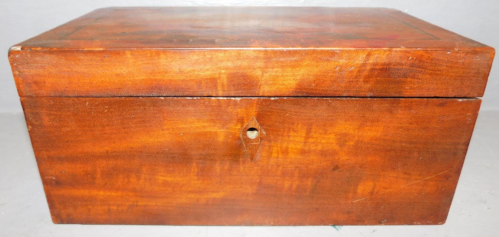 19th Century Mahogany Lap Desk : 19th Century Mahogany Lap Desk . 10 1/2" W 6" D 5" H ALL DESCRIPTIONS AND ANY CONDITION STATEMENT GIVEN BY LANGSTON AUCTION GALLERY ARE STRICTLY OPINIONS AND LANGSTON'S SHALL HAVE NO RESPONSIBILITY FO