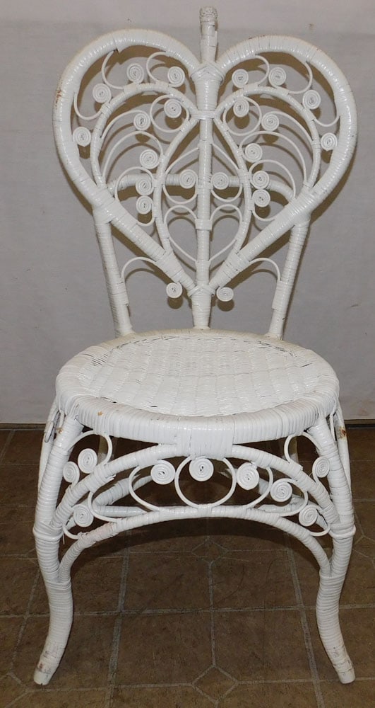 Antique Painted Wicker Peacock Side Chair (1 of 6)