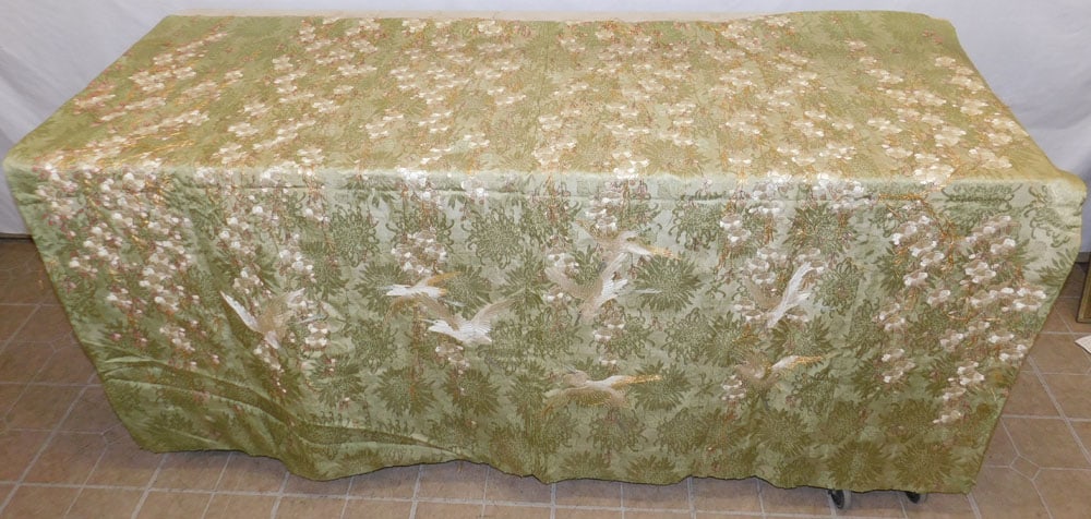 4' 9" x 6' Antique Handmade Embroidery on Silk (1 of 8)