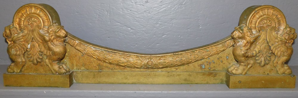 Antique Cast Brass Winged Gargoyle Brass Chenet (1 of 4)