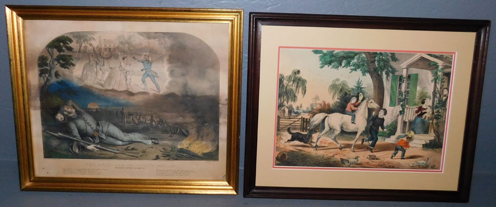 2 Framed Currier & Ives Prints  (1 of 6)