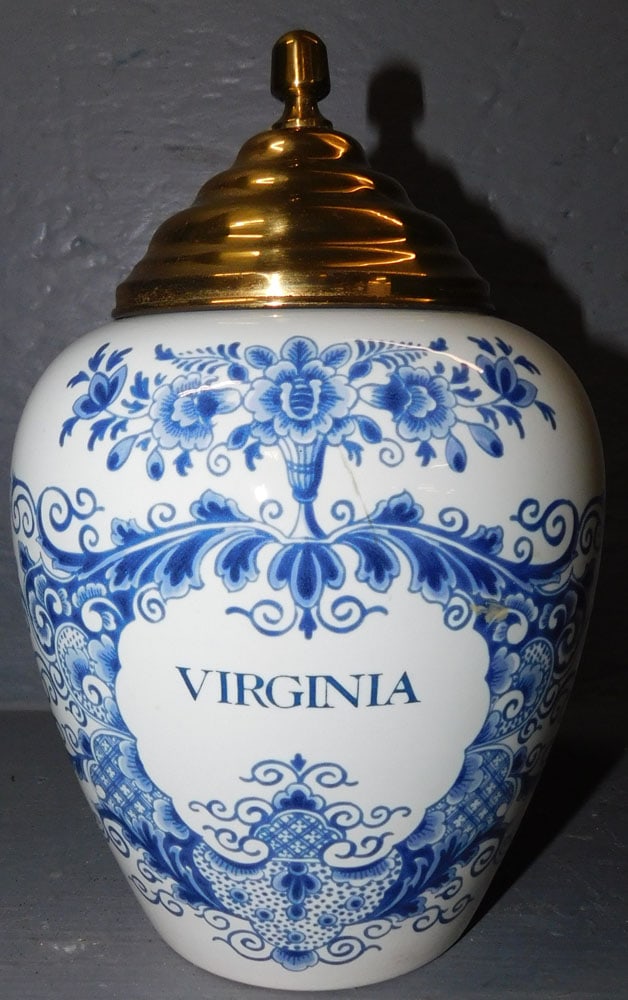 Delft Tobacco Jar with Brass Lid (1 of 4)