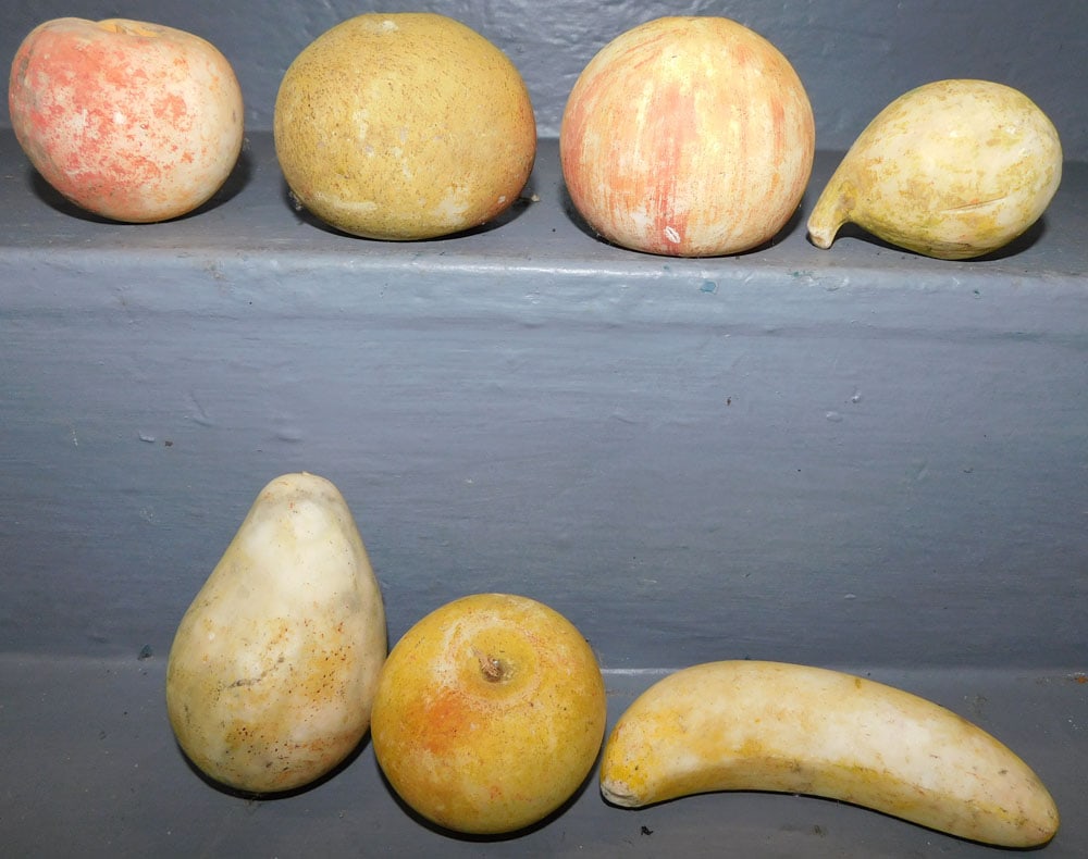 7 Pieces of Antique Alabaster Fruit  (1 of 3)