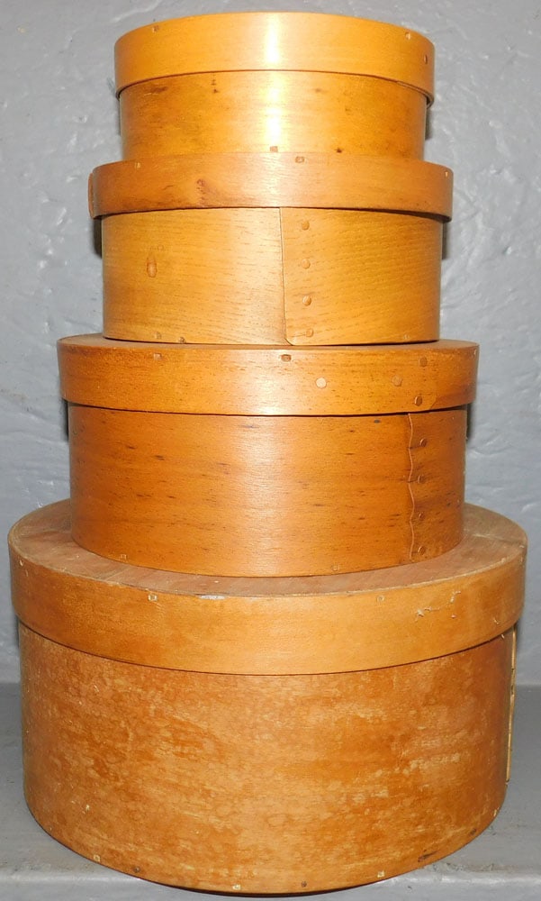 Lot of 4 Shaker Style Graduated Wood Boxes  (1 of 3)